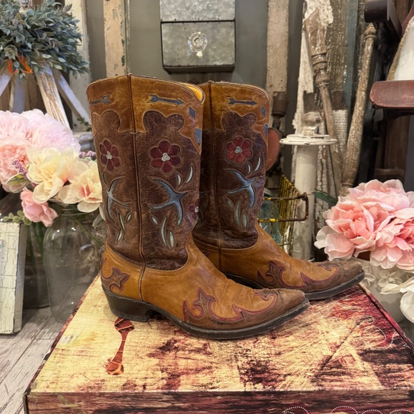 RARE OLD GRINGO GOLONDRITA INLAY BOOTS | COWBOY WESTERN | BUTTERCUP GOLONDRINA - Picture 6 of 15